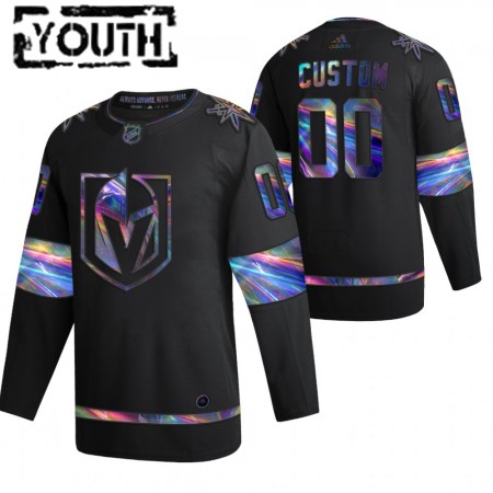 Dětské Hokejový Dres Vegas Golden Knights Personalizované 2021-22 Duhová holografická Černá Authentic